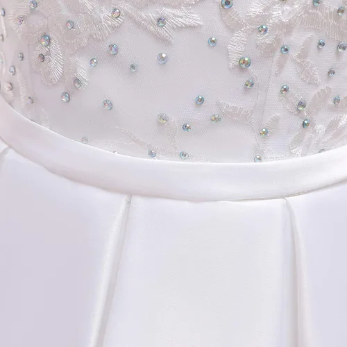 Vista 4 de FMYFWY Vestido de manga larga de encaje de tul para niñas, vestido de princesa para boda, cumpleaños, concurso, fiesta, comunión, baile
