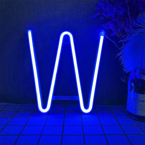 Vista 27 de ENUOLI Letrero de neón azul con letras LED USB/luces alimentadas por batería, letrero alfabético, marquesina, letra, decoración, luces nocturnas