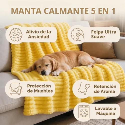 Vista 2 de Manta de apoyo emocional para perros, manta amarilla para perros (amarilla, 27 x 39 pulgadas)