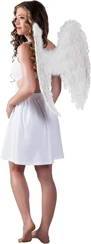 Vista 4 de Alas de ángel de plumas Aishn para disfraces de cosplay o Halloween, L, Blanco