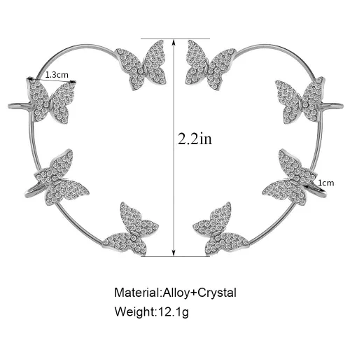 Vista 6 de Chargances Aretes de mariposa con diamantes de imitación y purpurina para mujer, diseño de hada, regalo para mujeres y bailes (plateado)