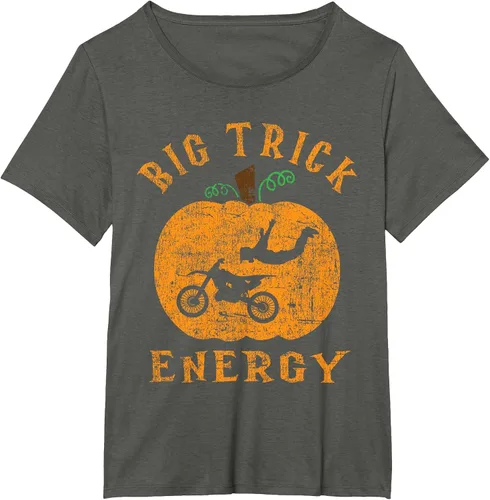 Vista 30 de Dirt Bike Motocross Halloween - Pumpkin Jack O Lantern T-Shirt Asphalt Grey