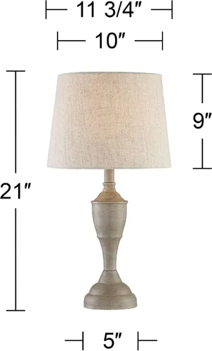 Vista 4 de Claude - Juego de 2 lámparas de mesa de 21 pulgadas de alto, color beige, metal lavado