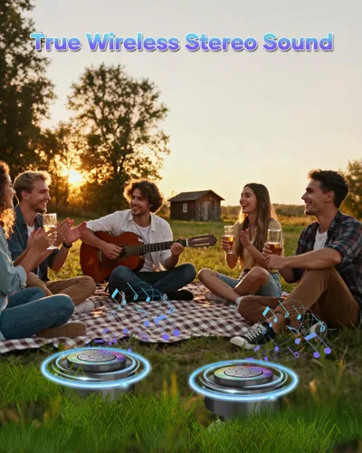 Vista 8 de Altavoz de ducha Bluetooth, IP67 impermeable altavoces portátiles con ventosa, espectáculo de luces, micrófono integrado, mini altavoz para baño