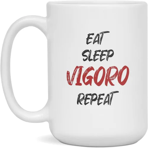 Vista 3 de Vigoro Eat Sleep Repeat Funny Sports Player Fan Hobby Game Coffee Mug, 11-Ounce White