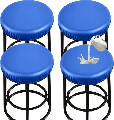 Vista 16 de HFCNMY Fundas para taburetes redondas, elásticas de poliuretano redondo, impermeables, fundas de asiento para taburetes de bar, fundas de asiento