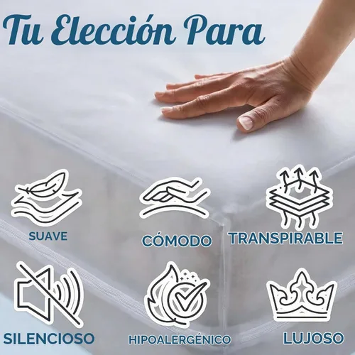 Vista 5 de Guardmax Funda de colchón de vinilo resistente con cremallera tamaño individual, protector de colchón impermeable y transpirable, ropa de cama
