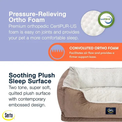 Vista 4 de Cama ortopédica para mascotas Serta Cuddler para perros – Marrón chocolate (grande)
