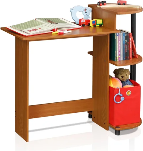 Vista 14 de Furinno EFFICIENT - Escritorio para juegos de 28.6 pulgadas de ancho con 3 estantes laterales abiertos, escritorio para computadora portátil