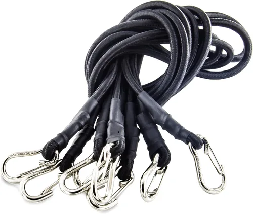 Vista 10 de Cuerdas elásticas con ganchos, cuerda elástica ligera (18 pulgadas x 4 unidades, color negro)