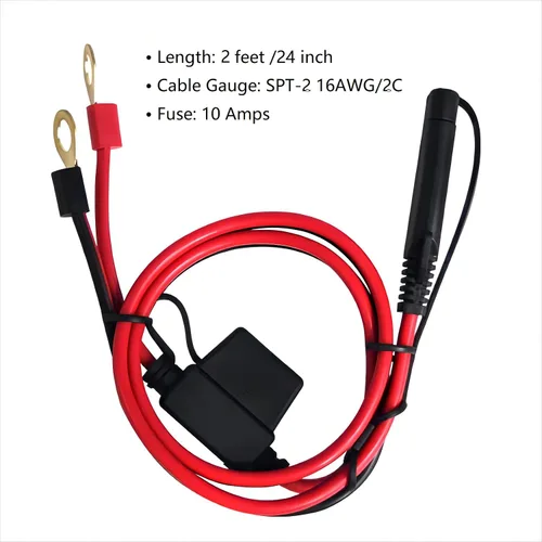 Vista 3 de Anillo terminal asamblea Kuncan 2 pies SAE A terminal arnés quick connect/desconectar, fusible de 10A