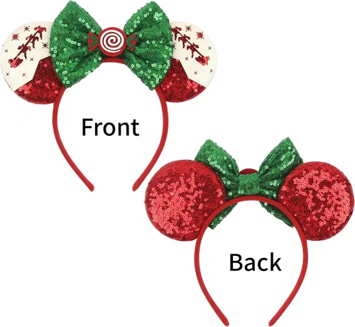 Vista 14 de Diadema de Navidad, orejas de ratón, decoraciones navideñas, sombreros de Navidad