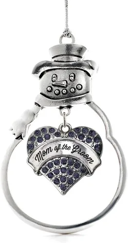 Vista 43 de Inspired Silver - Fuerza Aérea - Adorno de Navidad plateado - Adorno de árbol de Navidad con colgante de corazón azul con circonita cúbica