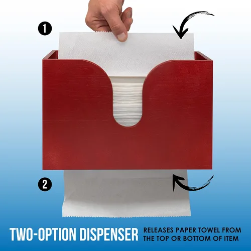 Vista 3 de Dispensador de toallas de papel de bambú, soporte para toallas de papel para montaje en pared y encimera para decoración de cocina y baño. Capacidad