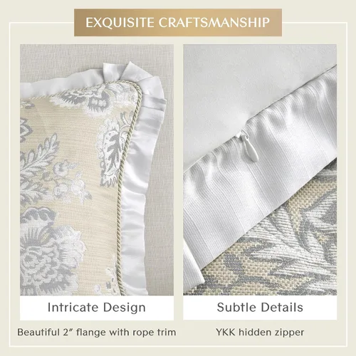 Vista 6 de CROSCILL Juego de edredón King, medallón floral jacquard de chenilla de lujo, edredón de sarga de microfibra para una cama tamaño King, edredón