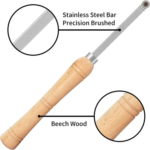 Vista 4 de 3CPS Herramientas de torno de carburo con punta de madera, juego de herramientas de torneado de madera en miniatura para torno (mango de haya)