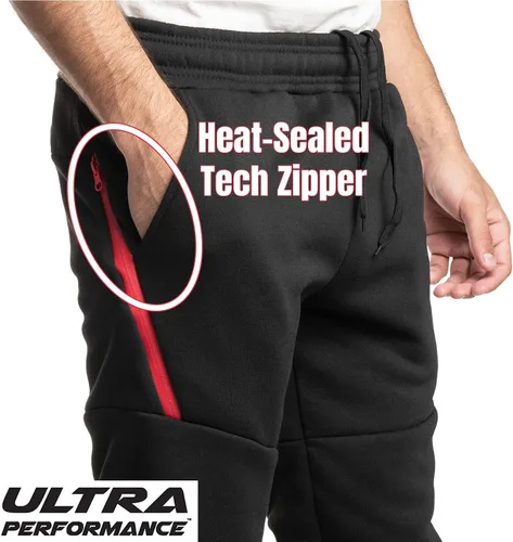 Vista 4 de Ultra Performance Sweatpants for Men 3 Pack Fleece Joggers, with Pockets Negro / Negro / Negro