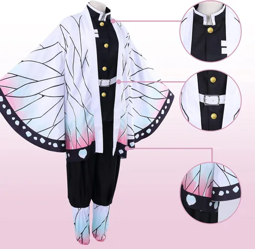 Vista 2 de Nezuko Cosplay de Zentisu Tanjiro Cosplay para adultos niños, traje Mitsuri Shinobu Inosuke, disfraz de anime de Halloween