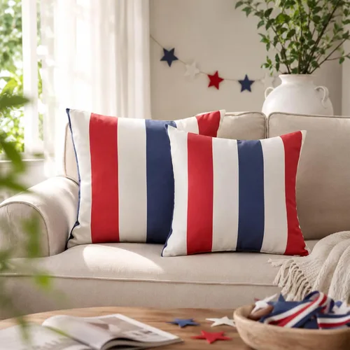 Vista 14 de WESTERN HOME WH - Juego de 2 fundas decorativas de cojín para exterior, a rayas, impermeables, de poliéster, para jardín, casa de campo moderna