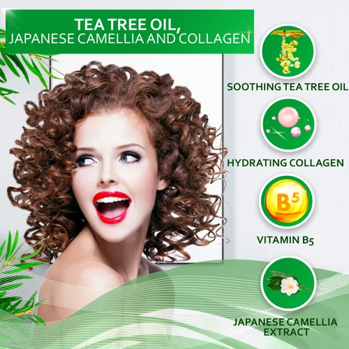 Vista 5 de BELLISSO Champú de aceite de árbol de té, juego de acondicionador y suero, sin sulfatos, hidratante, calmante para la picazón del cuero cabelludo