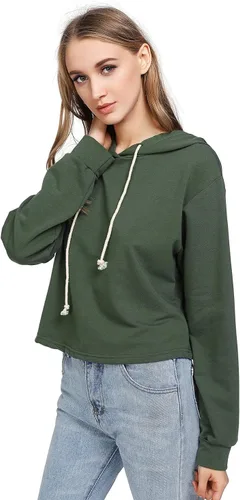 Vista 6 de MakeMeChic - Sudadera de manga larga casual con capucha y de longitud corta para mujer