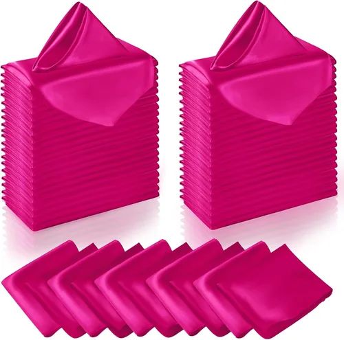 Vista 19 de Manyshofu 50 servilletas de satén color azul bebé, servilletas de tela de 12 x 12 pulgadas, juego de servilletas cuadradas de tela de satén