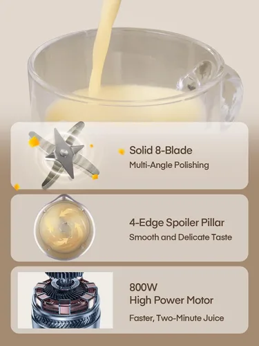 Vista 11 de FOHERE Máquina para Hacer Leche de Nuez, 6 en 1 Fabricante de Leche de Soja de 35oz para Leche de Almendra Casera, Avena, Soja, Comida para Bebés