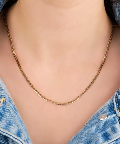 Vista 2 de Barzel Collar de cadena marinero chapado en oro de 18 quilates para mujer, collar de oro marino plano