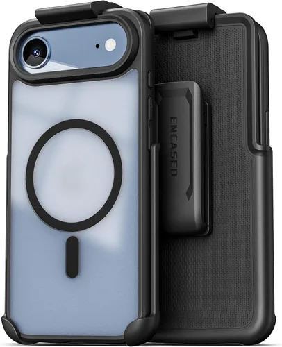 Vista 13 de Encased MAG - Funda para cinturón diseñada para iPhone 15 con clip de funda, tecnología protectora AirGuard (negro/transparente) compatible