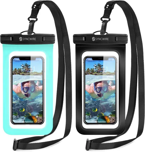 Vista 13 de Syncwire Funda impermeable para teléfono [paquete de 2] – Funda universal IPX8 impermeable para teléfono con cordón compatible con iPhone 13/12/11