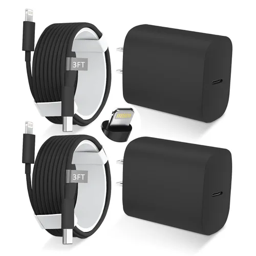 Vista 12 de DiHines Cargador rápido para teléfono 14 13 12 11, cable de carga Lightning de 3 pies con bloque de carga USB C de 20 W para teléfono 14/14 Pro