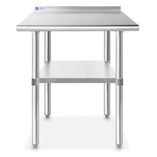 Vista 2 de Gridmann Mesa de cocina comercial para trabajo y preparación de alimentos de acero inoxidable, con protector contra salpicaduras de 30 pulgadas x 24