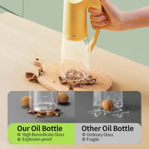Vista 5 de Dispensador de aceite de vidrio y rociador de aceite para cocina de cocina, juego de rociador dispensador de aceite de oliva, botella de spray