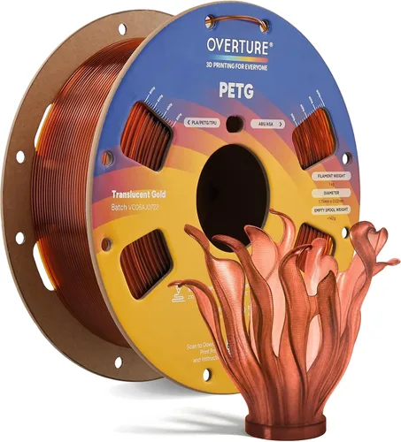 Vista 28 de OVERTURE - Filamento PETG de 1/16 de pulgada (1.75 mm) para impresora 3D y FDM, bien enrollado, duradero, carrete de 4.4 libras, dureza firme