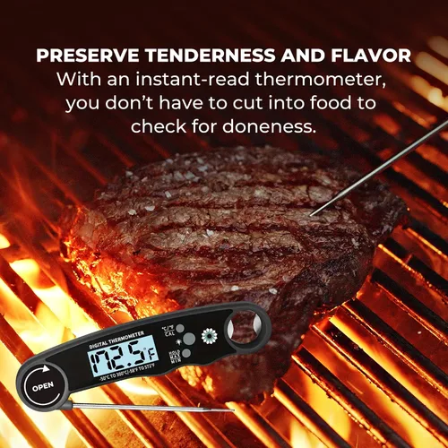 Vista 5 de Termómetro de carne digital de Cathy Yoder, termómetro de alimentos de lectura instantánea para cocinar en horno de freidora de aire, barbacoa