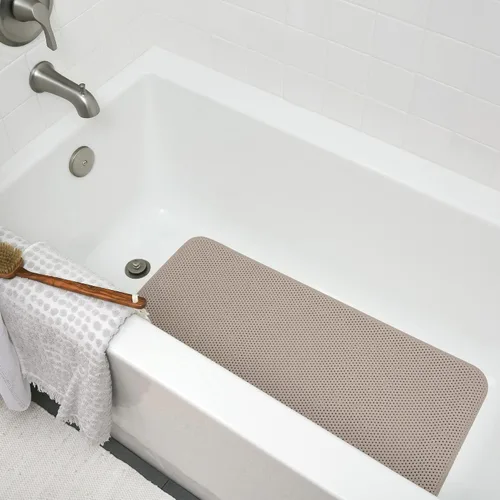Vista 5 de Duck Brand Softex Bath Mat for Tubs, Machine Washable, 17 x 36 Inches, Taupe, Skid Resistant (442097) (Pack of 4)