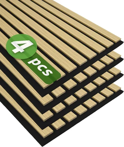 Vista 11 de Art3d Paquete de 4 paneles de listones de madera insonorizados de 12 x 24 pulgadas, paneles de pared acústicos de 8 pies cuadrados, paneles de pared