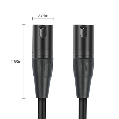 Vista 5 de Paquete de 2 cables XLR macho a macho de 5 pines, DMX 512 5 PIN XLR Lightspeed Controller Cable de 2 pies, negro
