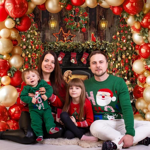 Vista 5 de Avezano Telones de fondo de Navidad para fotografía, madera rústica, chimenea, telón de fondo de fotos, árbol de Navidad, decoración de regalo