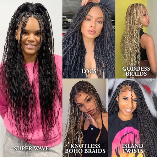 Vista 2 de FreeTress - Trenzas de cabello humano, rizo, isla a granel, 18 pulgadas (cobre)