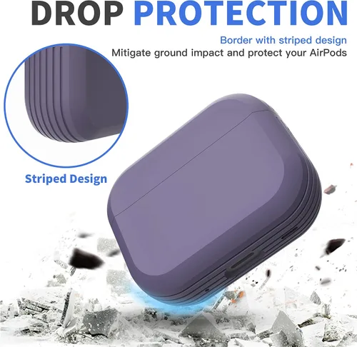 Vista 4 de Funda resistente para AirPods Pro 2, a prueba de golpes, funda protectora para Apple AirPods Pro de 2ª generación, lanzada en 2022 (morado profundo)