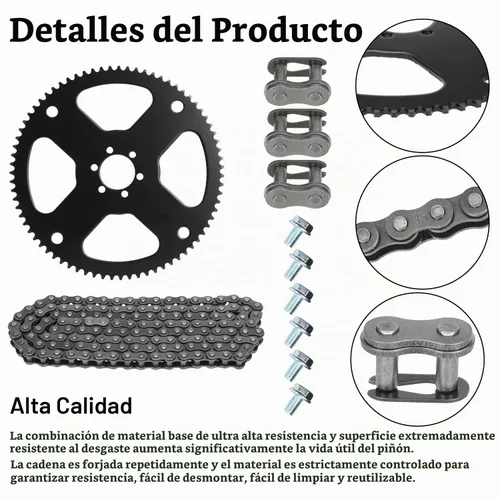 Vista 5 de YOXUFA Piñón de 75 dientes con 35 cadenas de transmisión 140 eslabones de repuesto para mini bicicleta Coleman CT100U CC100X Baja Doodle Bug DB30