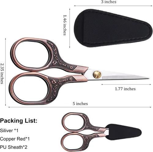 Vista 10 de Tijeras pequeñas y afiladas para cortar cabello, barba, cejas, nariz, vello facial, belleza Tijeras de corte de costura para bordado, tela