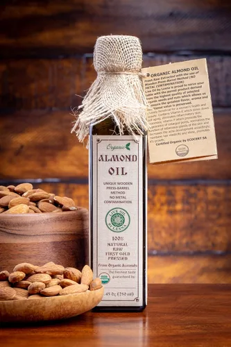 Vista 4 de Live Oil by Lesna Aceite de almendra orgánico fresco crudo certificado por USDA, prensado en frío, aceite vivo recién exprimido, 8.45 fl oz