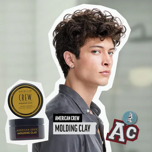 Vista 2 de American Crew Arcilla para moldear el cabello para hombre, gel de peinado con fuerte sujeción y brillo medio, relleno de calcetines para él, 3 onzas