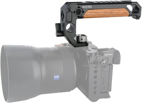 Vista 8 de NICEYRIG Mango superior para rosca ARRI 3/8 '' con abrazadera de varilla de 0.591 in, agarre de madera para cámara DSLR para jaula Rig - 348