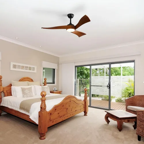 Vista 9 de Sofucor - Ventiladores de techo de 52 pulgadas con luces, ventilador de techo de madera sólida para interiores/exteriores con control remoto, motor