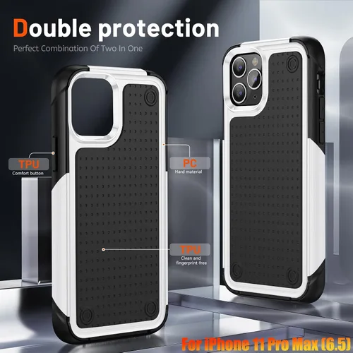 Vista 5 de Funda resistente para Apple iPhone 11 Pro Max de 6.5 pulgadas, 4 esquinas con bolsas de aire [protección contra caídas de 12 pies], agarre