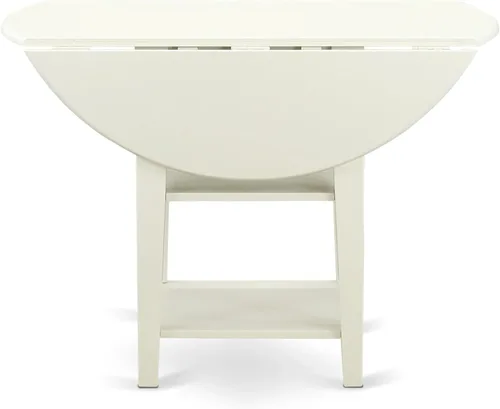 Vista 5 de East West Furniture SUDA5-LWH-12 - Juego de mesa de comedor de 5 piezas, incluye una mesa de cocina redonda con gotas y estantes y 4 sillas de tela