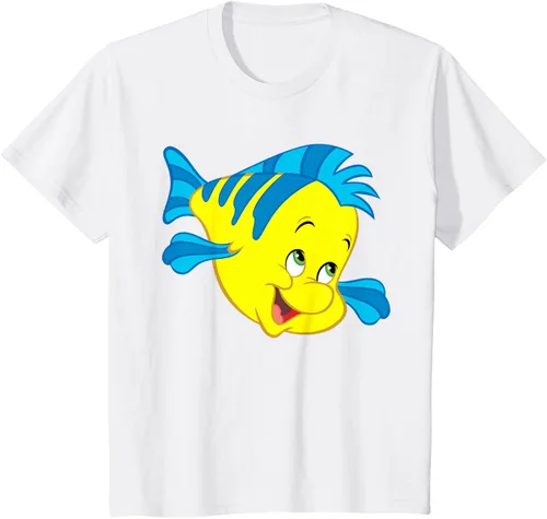 Vista 72 de Disney Camiseta de disfraz de cara grande de la Sirenita Flounder Sidekick